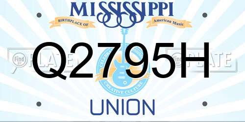 Q2795H Mississippi License Plate