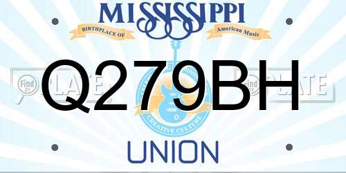 Q279BH Mississippi License Plate