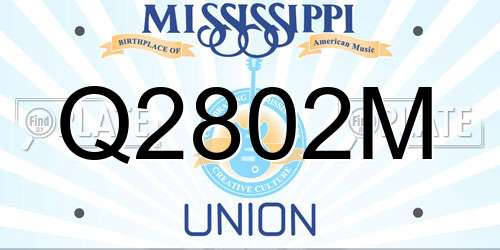 Q2802M Mississippi License Plate