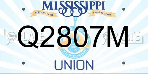 Q2807M Mississippi License Plate