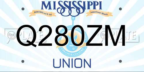 Q280ZM Mississippi License Plate