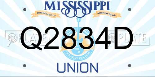 Q2834D Mississippi License Plate