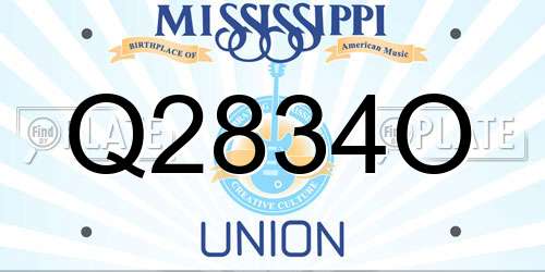 Q2834O Mississippi License Plate