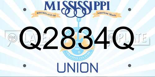 Q2834Q Mississippi License Plate