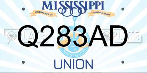 Q283AD Mississippi License Plate