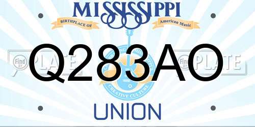 Q283AO Mississippi License Plate