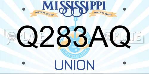 Q283AQ Mississippi License Plate