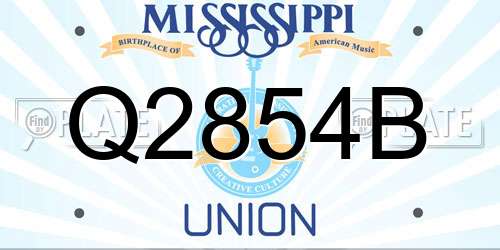 Q2854B Mississippi License Plate