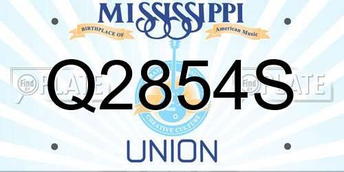 Q2854S Mississippi License Plate