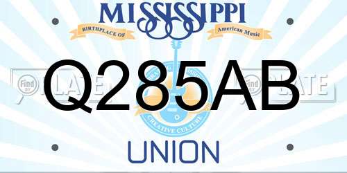 Q285AB Mississippi License Plate