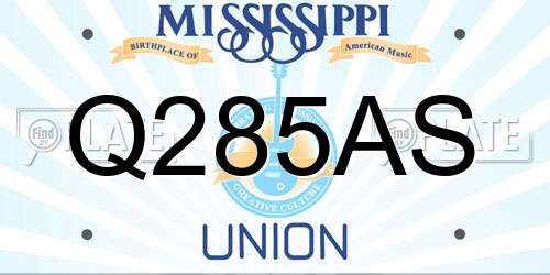 Q285AS Mississippi License Plate