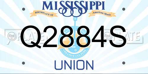 Q2884S Mississippi License Plate