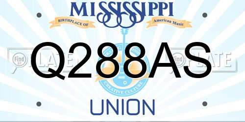 Q288AS Mississippi License Plate