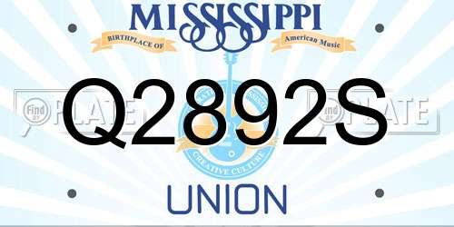 Q2892S Mississippi License Plate