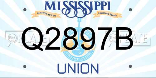 Q2897B Mississippi License Plate