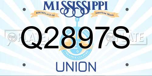 Q2897S Mississippi License Plate