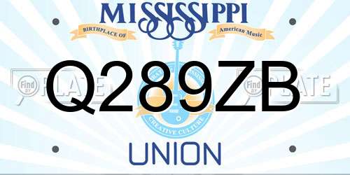 Q289ZB Mississippi License Plate