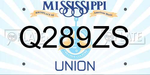 Q289ZS Mississippi License Plate