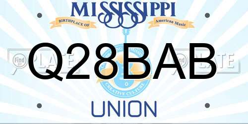 Q28BAB Mississippi License Plate