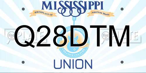 Q28DTM Mississippi License Plate