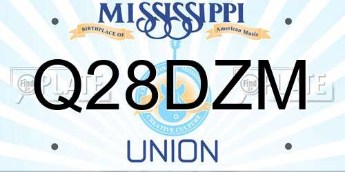 Q28DZM Mississippi License Plate