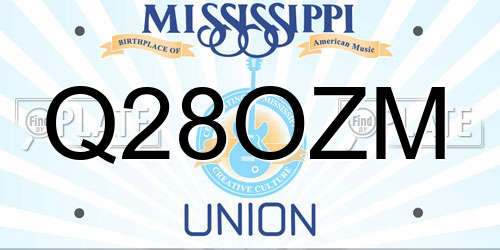 Q28OZM Mississippi License Plate