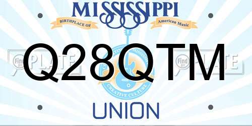 Q28QTM Mississippi License Plate