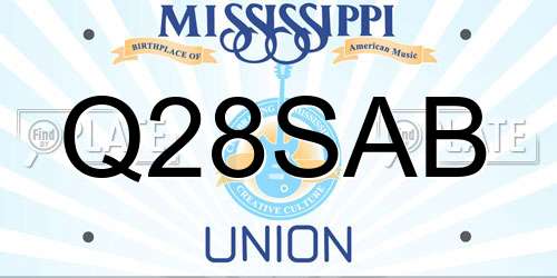 Q28SAB Mississippi License Plate