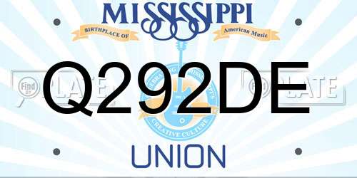 Q292DE Mississippi License Plate