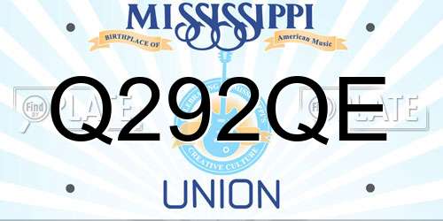 Q292QE Mississippi License Plate
