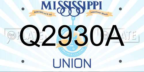 Q2930A Mississippi License Plate