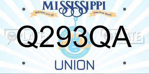 Q293QA Mississippi License Plate