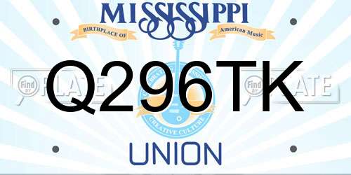 Q296TK Mississippi License Plate