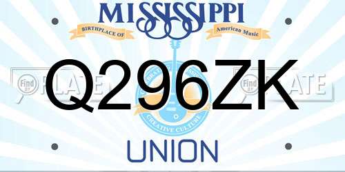 Q296ZK Mississippi License Plate