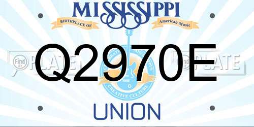 Q2970E Mississippi License Plate