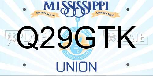 Q29GTK Mississippi License Plate