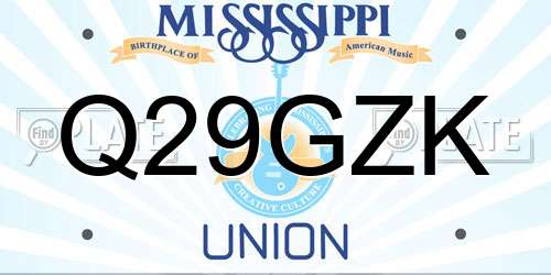 Q29GZK Mississippi License Plate