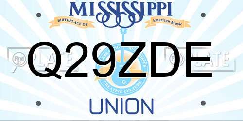 Q29ZDE Mississippi License Plate
