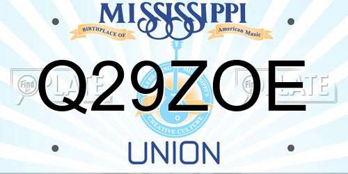 Q29ZOE Mississippi License Plate