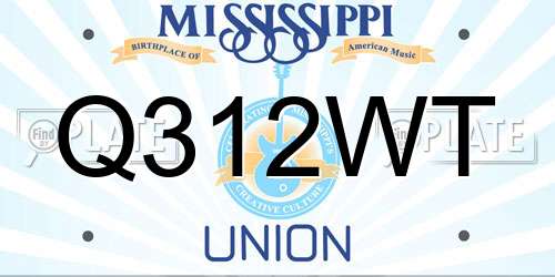 Q312WT Mississippi License Plate