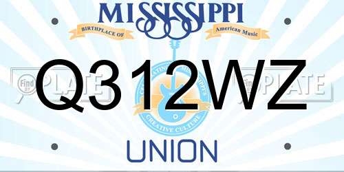 Q312WZ Mississippi License Plate