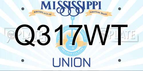 Q317WT Mississippi License Plate