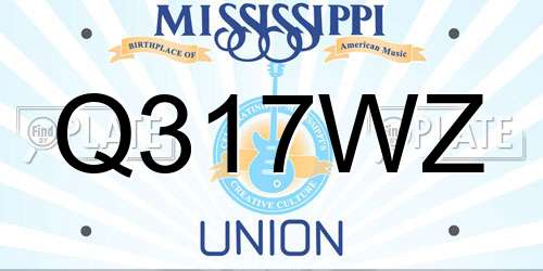Q317WZ Mississippi License Plate