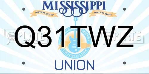Q31TWZ Mississippi License Plate