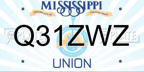 Q31ZWZ Mississippi License Plate