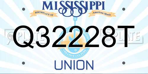 Q32228T Mississippi License Plate