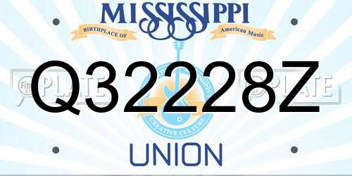 Q32228Z Mississippi License Plate