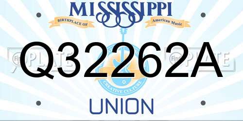 Q32262A Mississippi License Plate
