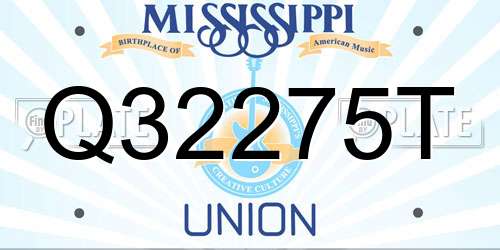Q32275T Mississippi License Plate