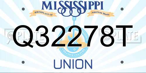 Q32278T Mississippi License Plate